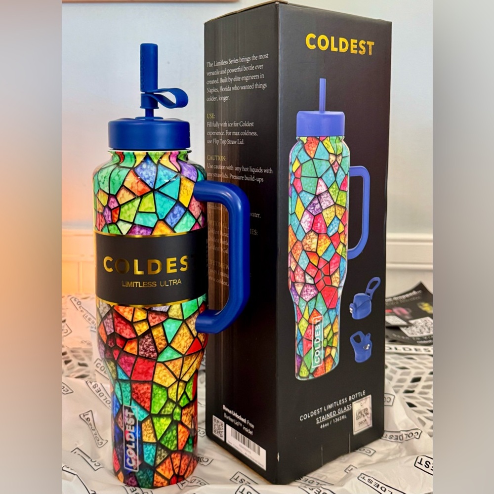 NIB COLDEST Stained Glass Tumbler MultiUse Cup Limitless Stained Glass NWT